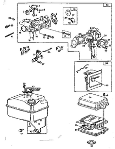 Carburetor And Tank Assembly Diagram and Parts List for 080202  Briggs and Stratton Engine